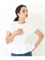 【Settimissimo】フレンチスリーブギャザーヘムブラウス/ホワイト(001)