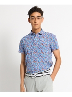 【UVカット】【吸水速乾】 手書き風ドット柄 半袖ポロシャツ メンズ/ブルー(692)