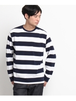 【WEB限定】20/2天竺 ボーダー長袖Tシャツ/ネイビー(193)