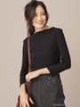 【WEB限定】ランダムテレコリブメロートップス/ブラック