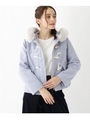 【WEB限定サイズ(LL)あり】ファー付きショートダッフルコート/ライトブルー(091)