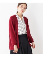 【WEB限定サイズあり】ボレロカーディガン+ストライプ/ボルドー(064)