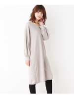 【WEB限定サイズあり】裾サイドボタンニットワンピース/ライトグレー(911)