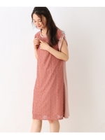 【WEB限定プライス】レース切り替えミディワンピース/ピンク(072)