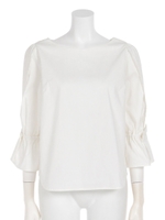 【an another angelus】袖口リボンプルオーバーブラウス/OFF WHITE