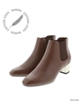 【ストレスフリー】メッキヒールショートブーツ/BROWN