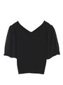 【ニット】リブ両Ｖシフォンスリーブニット/ブラック