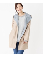 【洗えます】裏地なしフーデッドコーディガン/ベージュ(052)