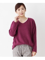 【洗える・2点セット】レーストップス付きニットソー/ピンク(072)