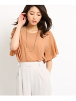 【洗える】とろみスムースプルオーバー/ライトオレンジ(066)