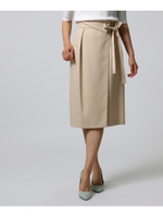 【洗える】サイドリボンラップスカート/ライトベージュ(051)