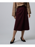 【洗える】サッシュ風ベルトデザインミディパンツ/ボルドー(064)