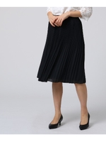 【洗える】ジョーゼット プリーツスカート/ブラック(019)
