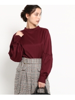 【洗える】スリーブ切り替えブラウス/ボルドー(064)