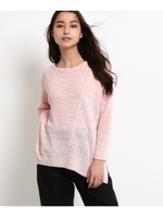 【洗える】ソフトリネンデザインニット/ピンク(872)