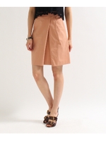 【洗える】タックフレアカラースカート/ライトオレンジ(066)