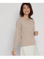 【洗える】プリーツ編みニット/ベージュ(052)