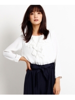 【洗える】ラッフルブラウス/ホワイト(001)