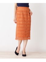 【洗える】レースペンシルタイトスカート/キャメル(041)