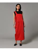 【洗える】ワンショルダーワンピース/ワインレッド(063)