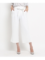 【洗える】裾スリットワイドパンツ/ホワイト(001)