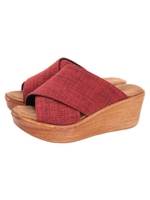【竹下玲奈さん着用】ツイードクロスウェッジサンダル/レッド