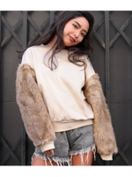 ●フェイクファースリーブプルオーバー/ベージュ(005)