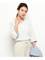 ◆【洗える】コットン混ツイードブラウス/ホワイト系(002)