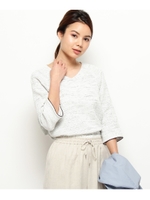 ◆【洗える】コットン混ツイードブラウス/ホワイト系(002)