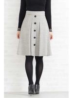 ◆ウールボタニーフロント釦フレアースカート/ボーダー1(011)