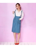 アウトポケットデニムジャンパースカート/ブルー(019)