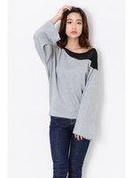 アシメシースルー袖フレアＴＯＰ/GRAY