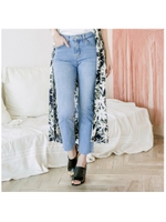 アンクル丈カットオフストレートデニム/ブルー