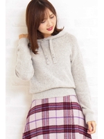 アンゴラフード付きニットプルオーバー/トップグレー1(021)