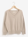 ウールＶネックニットプルオーバー/ベージュ