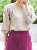 ウールクルーボリュームスリーブニット/ベージュ