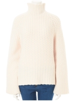 ウール混ハイネックローゲージニット/ホワイト