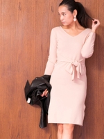 ウエストリボンロングスリーブワンヒ/NUDE