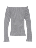 オフショルリブニットプルオーバー/GRY