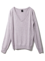 カシミヤ混Vネックニットトップス/ラベンダー