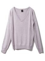 カシミヤ混Vネックニットトップス/ラベンダー