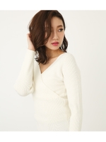 カシュクールRIB Knit TOP/WHT