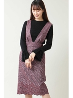 カットワークミディジャンパースカート/レッド(100)