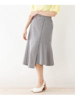 ギンガムラップマーメイドミモレスカート/ブラック(219)