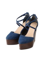 クロスストリングウェッジパンプス/BLUE