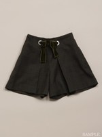 グレンチェックラップ風キュロットスカート/カーキ