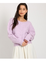 ケーブル編みプルオーバーニット/パープル(080)