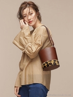 コットンシルクギャザーブラウス/ベージュ