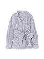 コットンストライプリボンベルトブラウス/ホワイト1(031)