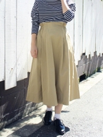 サイドギャザーフレアスカート/ベージュ